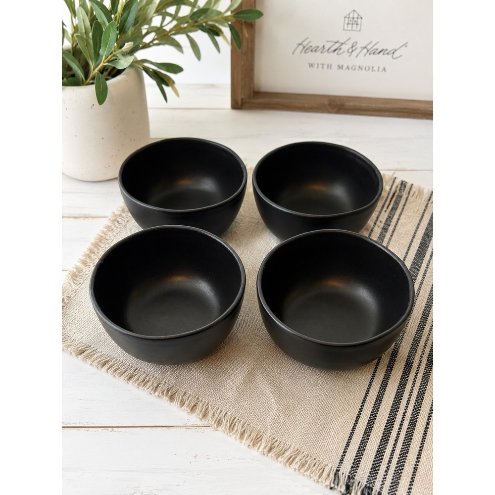 Hearth & Hand with Magnolia Matte Black Stoneware Mini Bowls Set of 4 Farmhouse